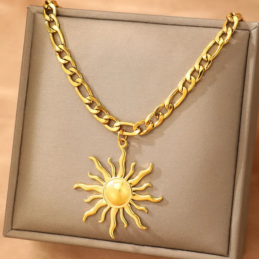 Sunburst Pendant Chain Necklace