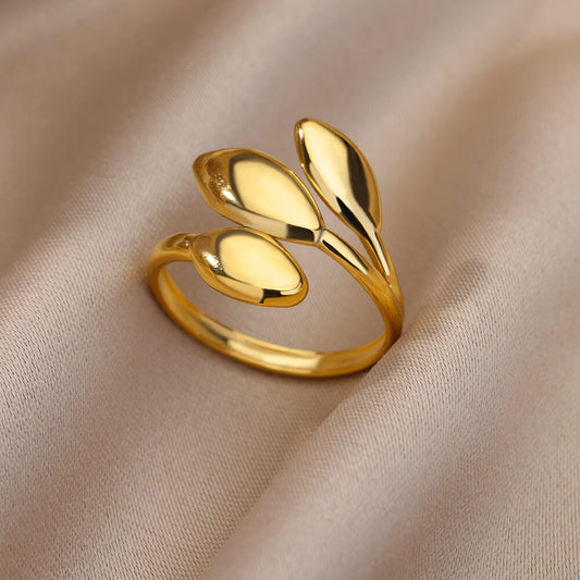 Golden Leaf Wrap Ring